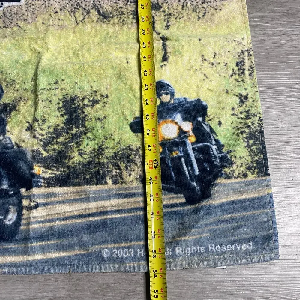 Vintage 2003 Harley Davidson Motorcycles Beach Towel Landmarks Map Biker 27x54